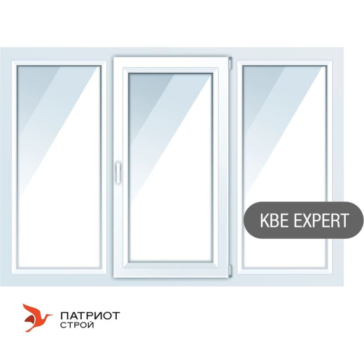 Пластиковые окна KBE Expert, трехстворчатые 2000*1400